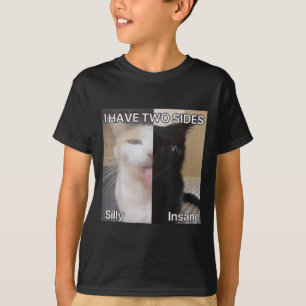 Camiseta Eu Tenho Dois Lados Bobo Insiso Gato Engraçado Par
