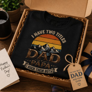 Camiseta Eu Tenho Dois Títulos Papai Pai Retro Dia dos Pais