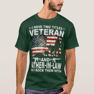 Camiseta Eu Tenho Dois Títulos Veterano E PaiInLaw Engraçad