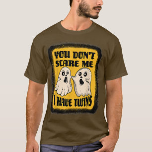 Camiseta Eu Tenho Gêmeos Engraçados Boo Ghost Halloween Cos