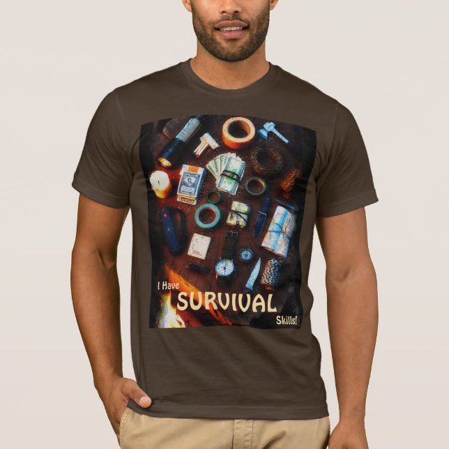 Camiseta Eu Tenho Habilidades De Sobrevivência, Design de S (Frente)