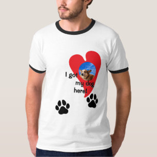 Camiseta Eu tenho meu cachorro aqui! Personalização da Foto