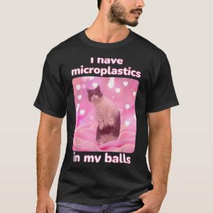 Camiseta Eu Tenho Microplásticos No Meu Meme de Gato Rosa D