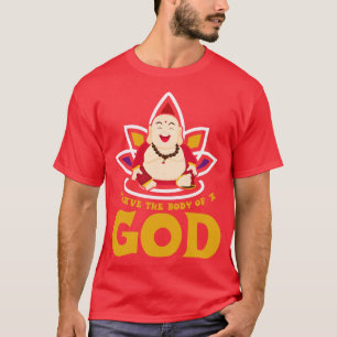 Camiseta Eu tenho o Corpo de um Deus sorrindo um presente d
