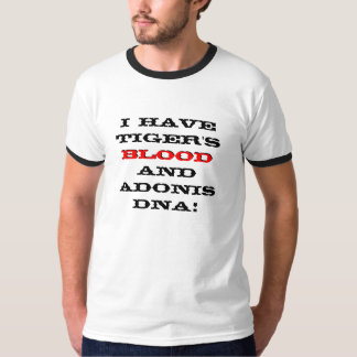 Camiseta Eu tenho o sangue do tigre e o ADN de Adonis! ,