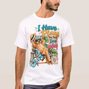 Camiseta Eu Tenho Planos Cachorro de Praia Engraçado