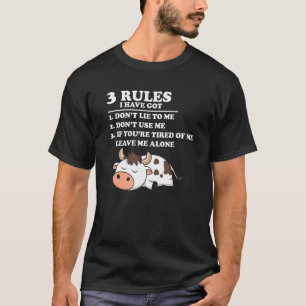 Camiseta Eu tenho três regras que não minto para mim Vaca N