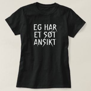 Camiseta Eu tenho um rosto doce em preto norueguês