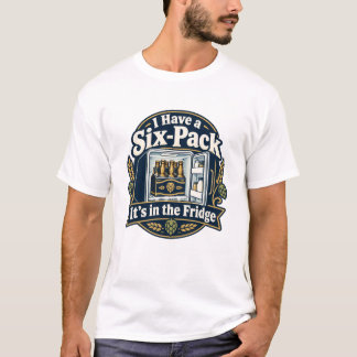 Camiseta Eu Tenho uma Six-Pack. Está na Geladeira Cerveja