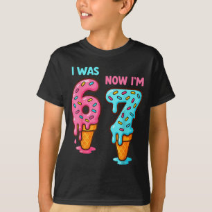 Camiseta Eu tinha 6 anos agora eu tenho 7 Sete anos de idad