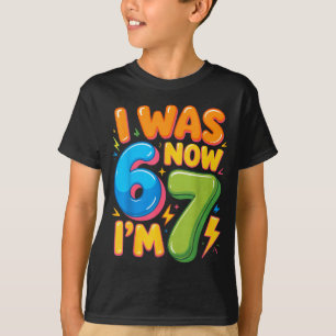 Camiseta Eu tinha 6 anos, agora tenho 7. Sete anos. 7º aniv
