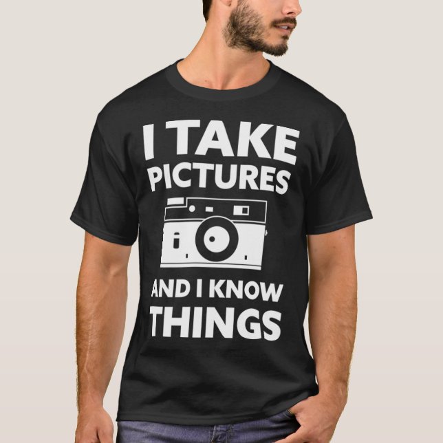 Camiseta Eu tiro fotos e sei coisas fotografia (Frente)