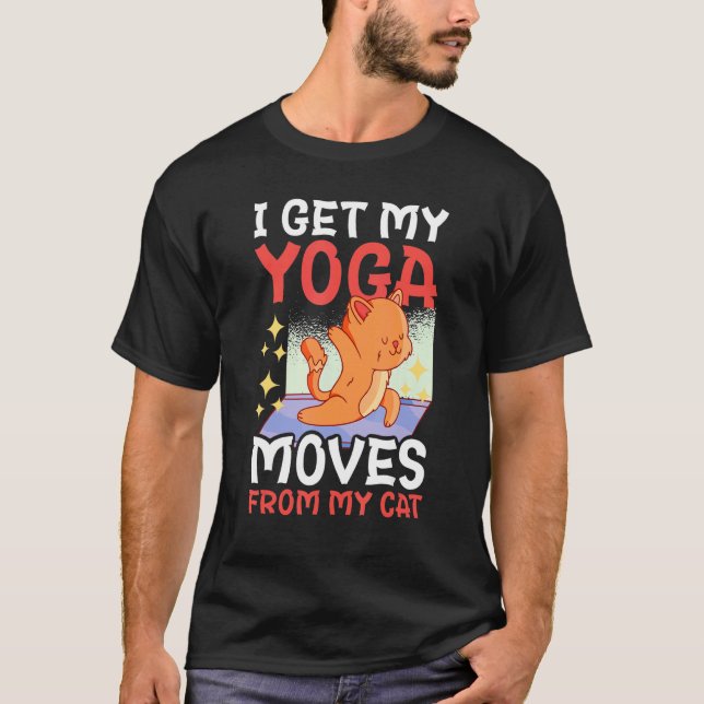 Camiseta Eu Tiro Minha Ioga Se Move Do Meu Gato Com Um Gato (Frente)