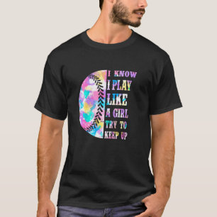 Camiseta Eu Toco Como Uma Garota Softball Beball Cote Água