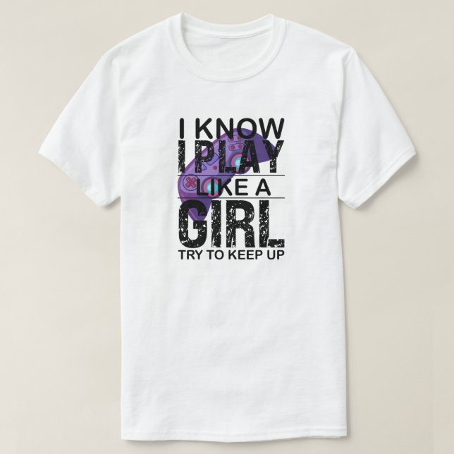 Camiseta Eu toco como uma moça tentando continuar, presente (Frente do Design)