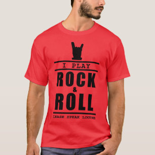 Camiseta Eu Toco Rock E Roll Por Favor Fale Mais Alto