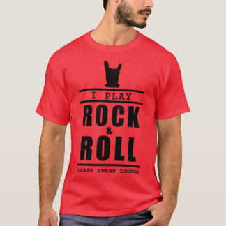 Camiseta Eu Toco Rock E Roll Por Favor Fale Mais Alto