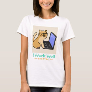 Camiseta Eu Trabalho Bem Com Meu Trabalho De Gato De Casa