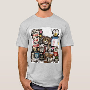 Camiseta Eu Trabalho Duro Para Que Meu Gato Possa Viver Mel