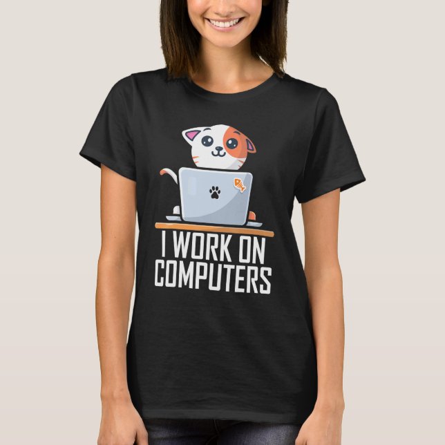 Camiseta Eu Trabalho Em Computadores Codificação Técnica Cu (Frente)