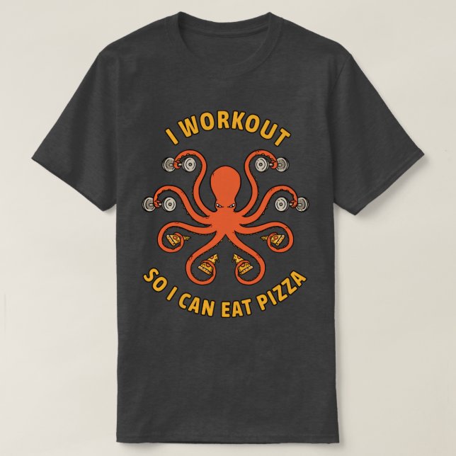 Camiseta Eu trabalho para poder comer pizza (Frente do Design)