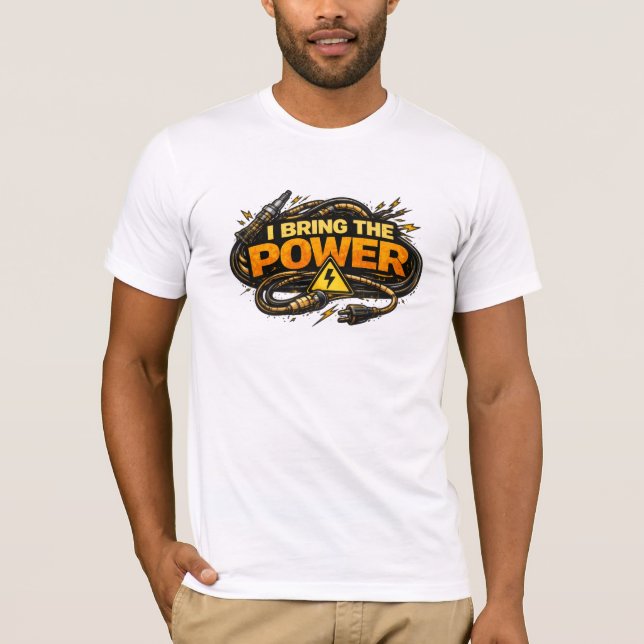 Camiseta Eu Trago O Poder Eletricista Tee De Cabo Industria (Frente)