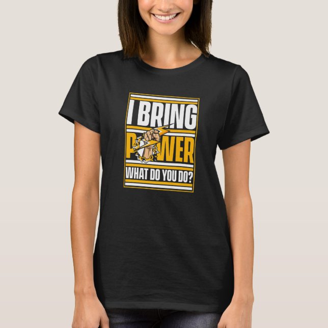 Camiseta Eu Trago Poder O Que Você Faz Eletrônica Eletricis (Frente)