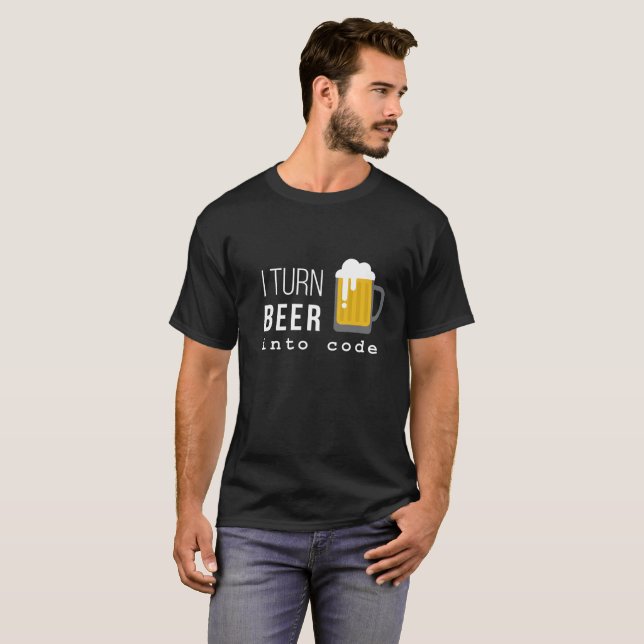 Camiseta Eu transformo a cerveja no t-shirt do código (Frente Completa)