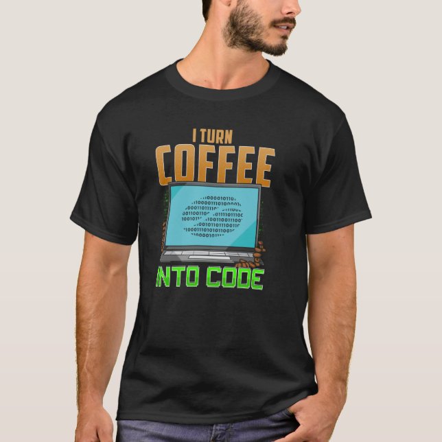 Camiseta Eu Transformo Café em Código (Frente)