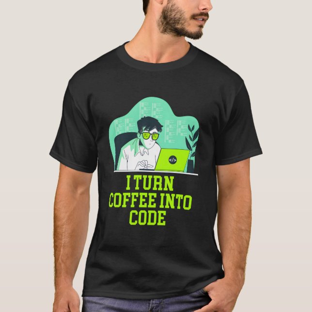 Camiseta Eu Transformo Café Em Código Estilo de Vida Técnic (Frente)