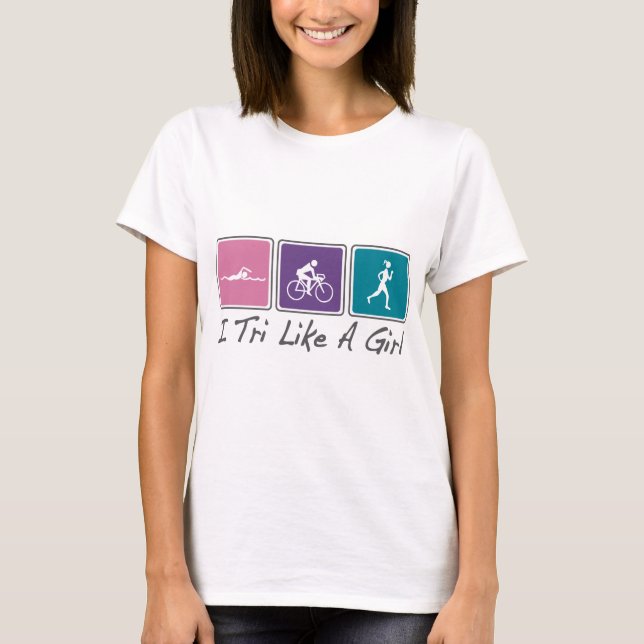 Camiseta Eu tri como uma garota (Triathlete) (Frente)