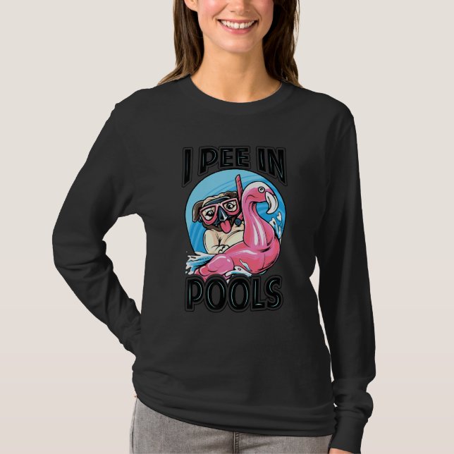 Camiseta Eu Urino Em Piscinas     Cachorro   Piadas De Pisc (Frente)