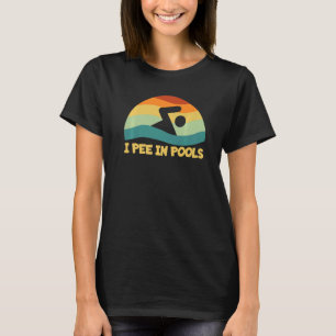 Camiseta Eu Urino Em Piscinas Humor De Férias Retro Natação