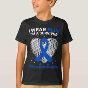 Camiseta Eu uso azul conscientização sobrevivente de câncer