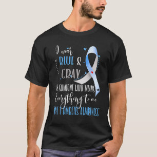 Camiseta Eu Uso Azul E Cinza Para a Conscientização da Diab