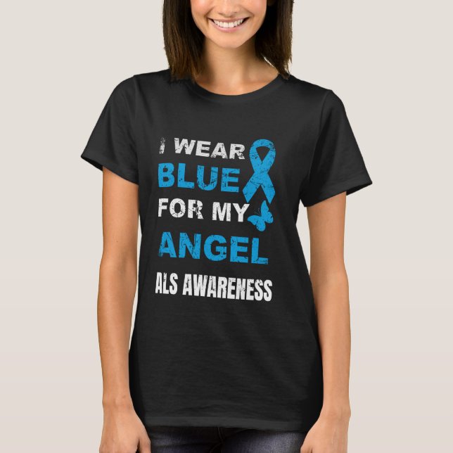 CAMISETA EU USO AZUL PARA A CONSCIENTIZAÇÃO DA ALS DO MEU A (Frente)
