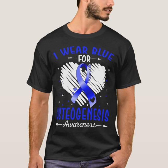 Camiseta Eu Uso Azul Para a Conscientização da OSTEOGÊNESE (Frente)