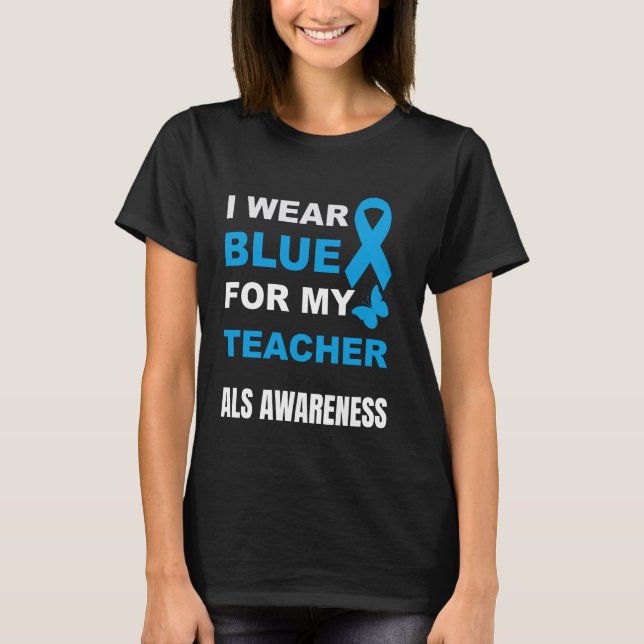 CAMISETA EU USO AZUL PARA CONSCIENTIZAÇÃO DA ALS DO MEU PRO (Frente)