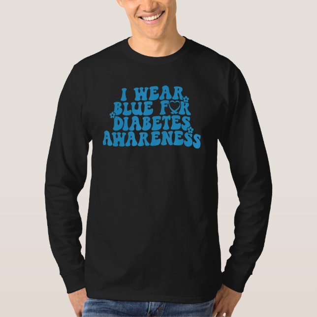 Camiseta Eu Uso Azul Para Conscientização Do Diabetes Retro (Frente)