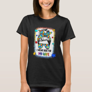 Camiseta Eu Uso Azul Para Minha Esposa Autismo Cabelo Desar