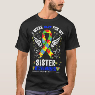 Camiseta Eu Uso Azul Para Minha Irmã Boho Arco-íris Conscie