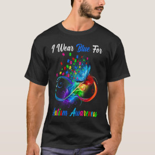 Camiseta Eu Uso Azul Para Quebra-Cabeça Borboleta Conscient
