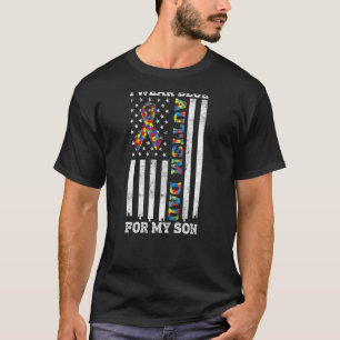 Camiseta Eu Uso Azul Pelo Meu Filho Autismo Pai Puzzle Fita