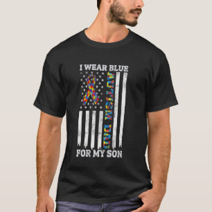 Camiseta Eu Uso Azul Pelo Meu Filho Autismo Pai Puzzle Fita