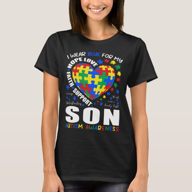 Camiseta Eu Uso Azul Pelo Meu Filho Família Combinando Cons (Frente)