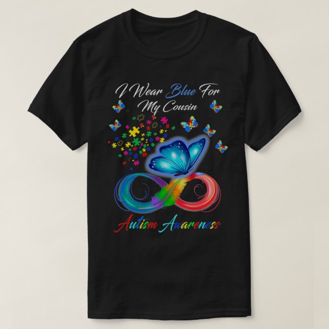 Camiseta Eu Uso Azul Pelo Meu Primo Presentes de Conscienti (Frente do Design)