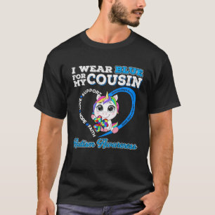Camiseta Eu Uso Azul Pelo Meu Primo Unicórnio Conscientizaç