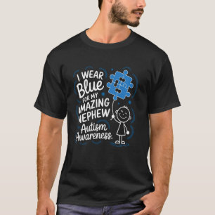 Camiseta Eu Uso Azul Pelo Meu Sobrinho Tia Tio Consciência