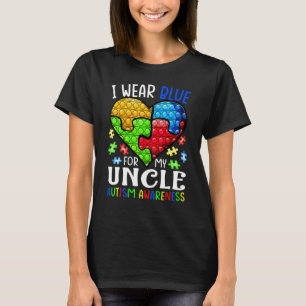 Camiseta Eu Uso Azul Pelo Meu Tio Conscientização do Autism