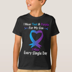 Camiseta Eu Uso Azul-turquesa E Roxo Pelo Meu Filho Eu Sint